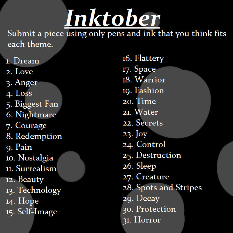 Inktober Themes by AnnGalaxies on DeviantArt