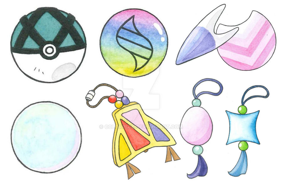 some pokemon items by ColorPixie on DeviantArt