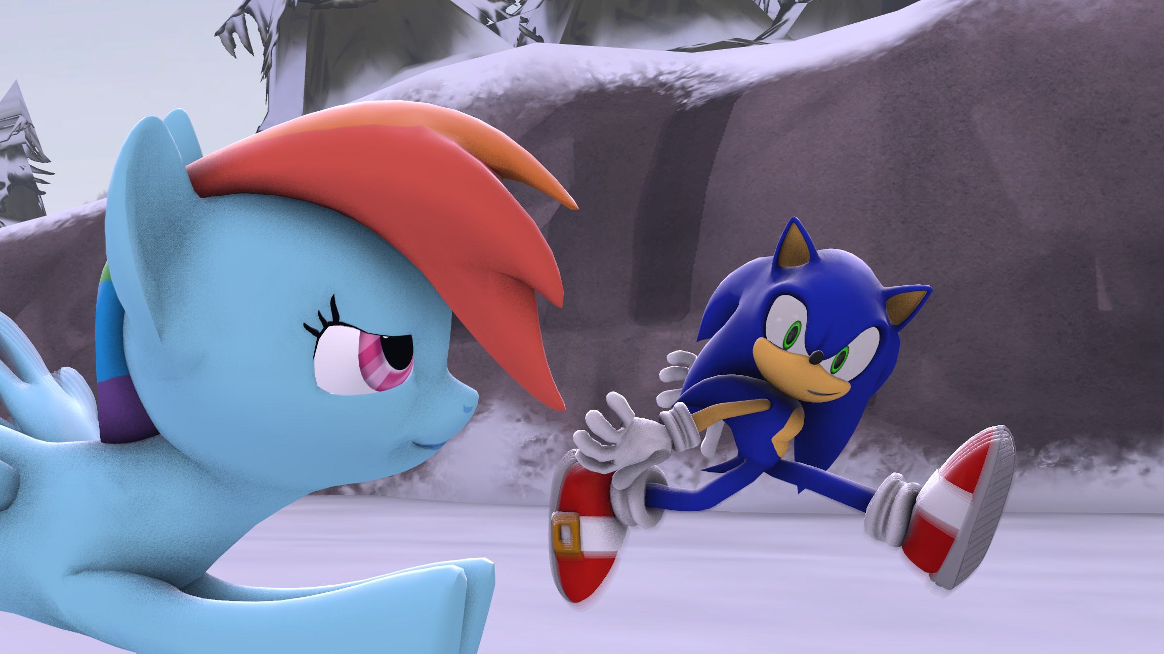 Sonic and Rainbow Having a race