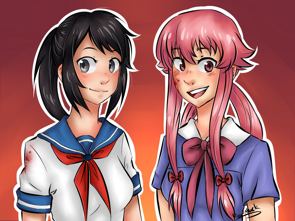 Yandere-Chan and Yuno (Commission) by RavenluckArts on DeviantArt