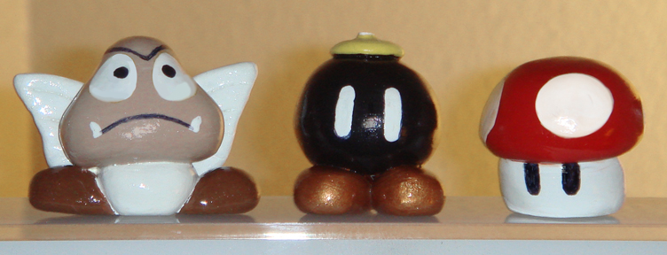 Mushroom, Bob-omb, and Goomba