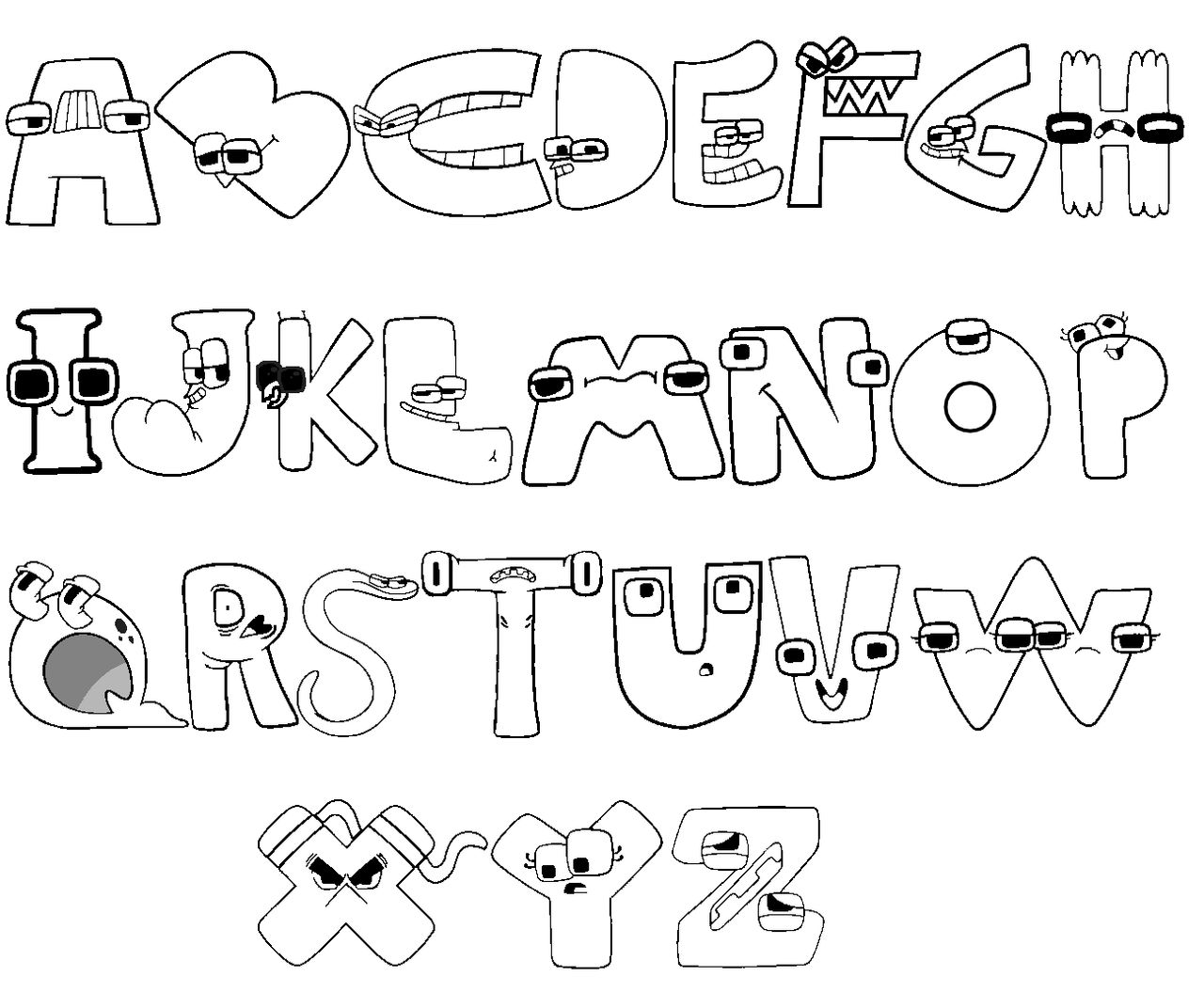 S Alphabet Lore Coloring Page for Kids - Free Alphabet Lore