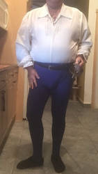 Tunic and Royal blue tights