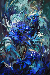 Abstract blue flowers