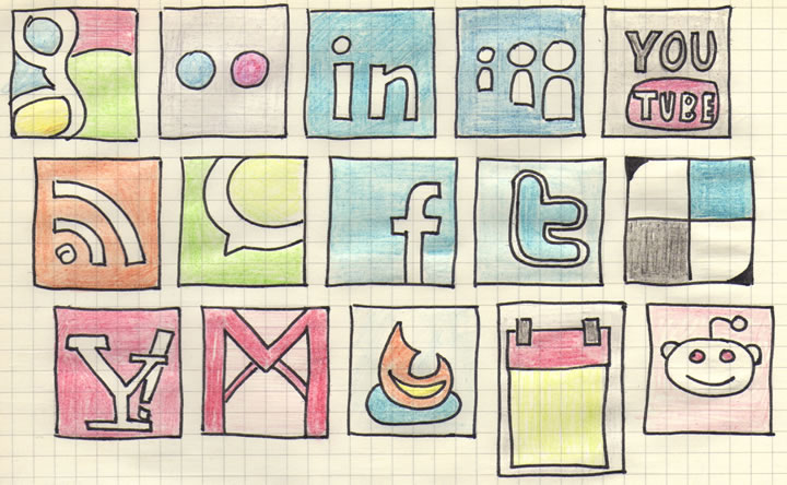 Hand drawn social media icons