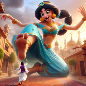 Jasmine wants to crush Aladdin with her feet