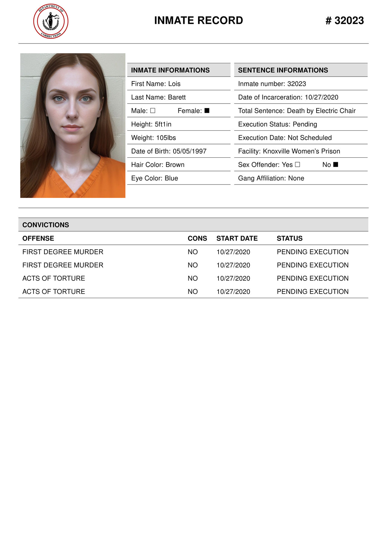 Inmate File Layout Lois Barett's Inmate File by TouVic on DeviantArt