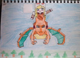 Mia riding on a Charizard .:Pixelmon:.