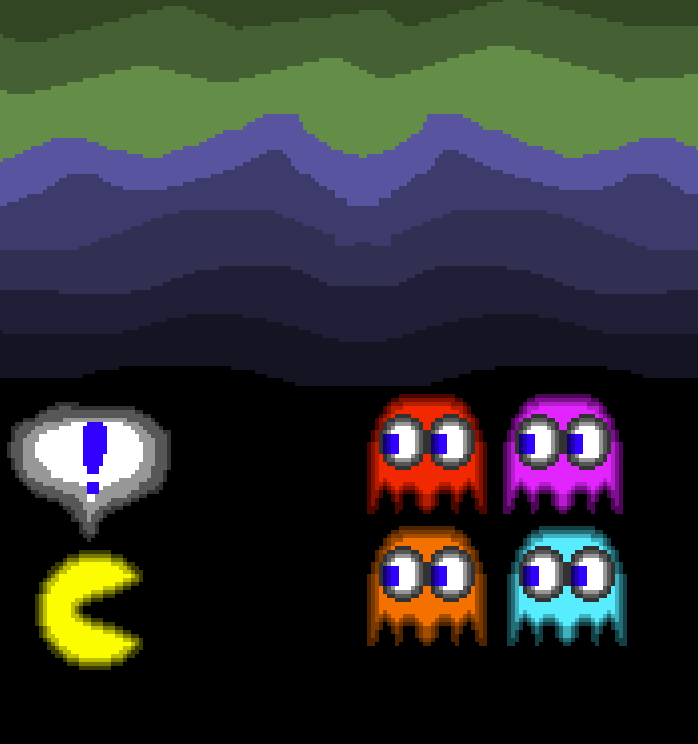 Scared Inky Pac Man Pac-Man facing Blinky,Pinky,Inky and Clyde(Fanart) by Nickenstein-25 on ...