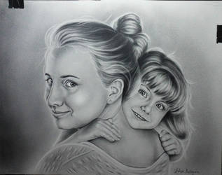 mother with daughter dry brush