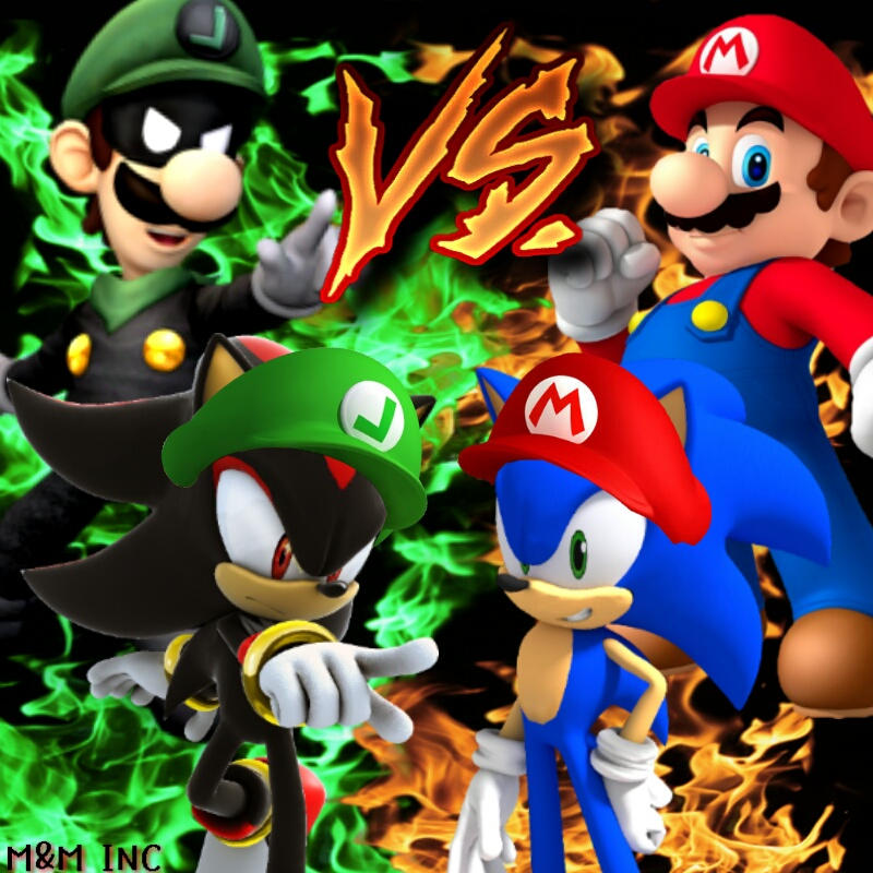 Mario vs luigi. Марио vs Луиджи. Марио с Луиджи и Соник. Tails vs Luigi. Шедоу vs Луиджи.