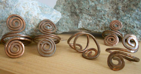 Crude Spiral Copper Rings