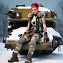 Tank Girl in winter with a gun  This body finds pl