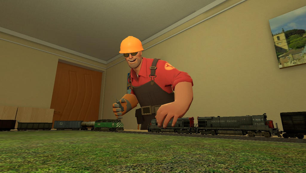 TF2 Engineer Playing with Toy Trains by Primon4723 on DeviantArt