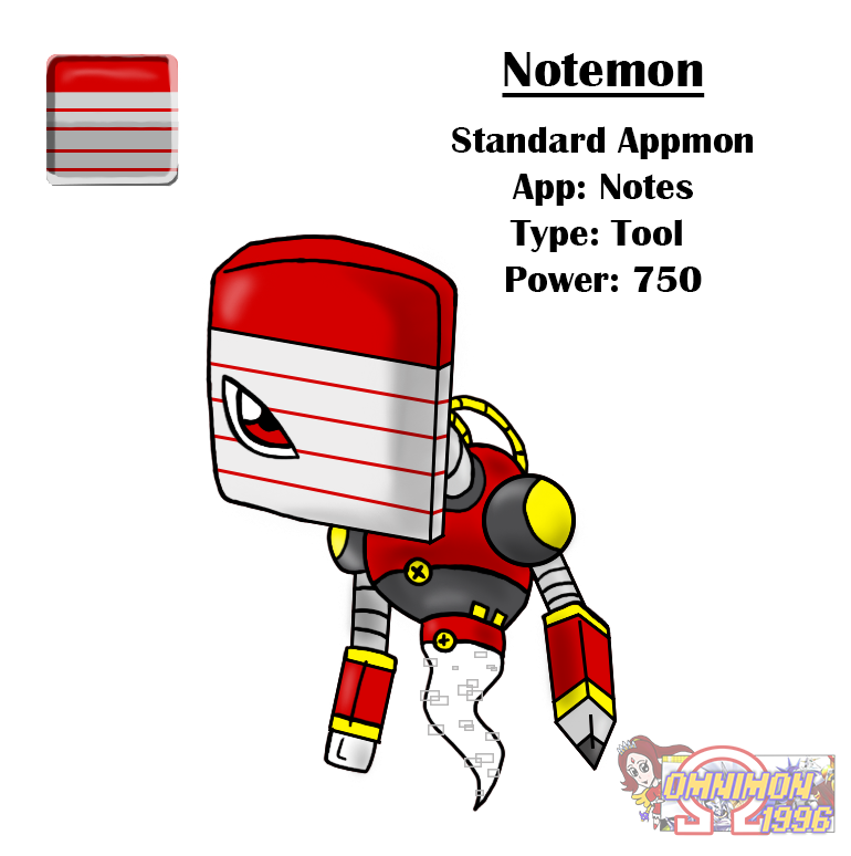 Appmon OC: Notemon by Omnimon1996 on DeviantArt