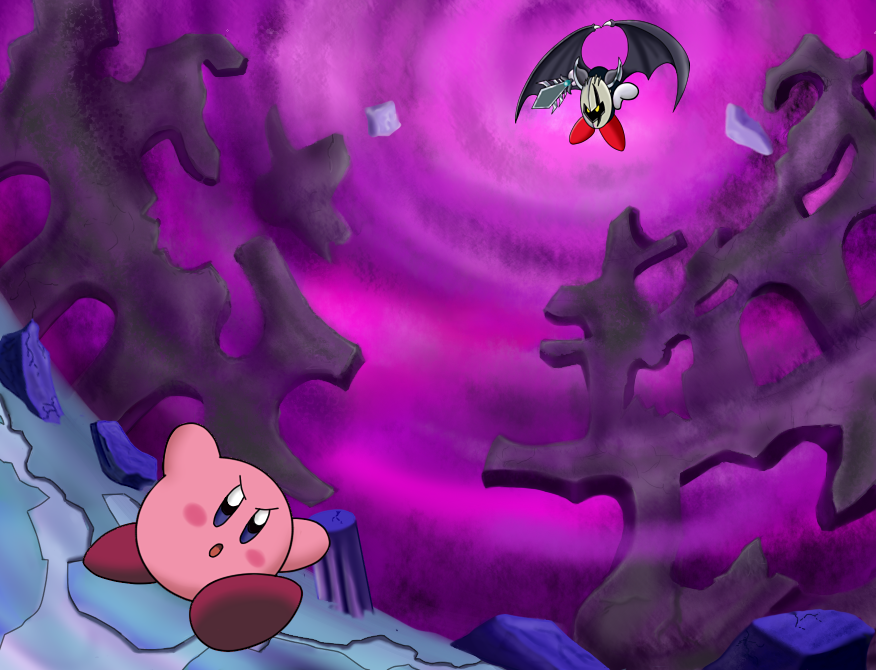 Dark Meta Knight Vs Kirby (no swords) by MidKnight-story on DeviantArt