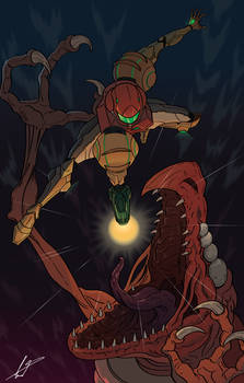 Beating Crocomire - Metroid Fan Art