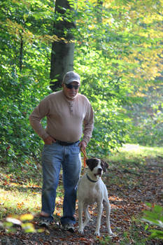 A man and his dog.