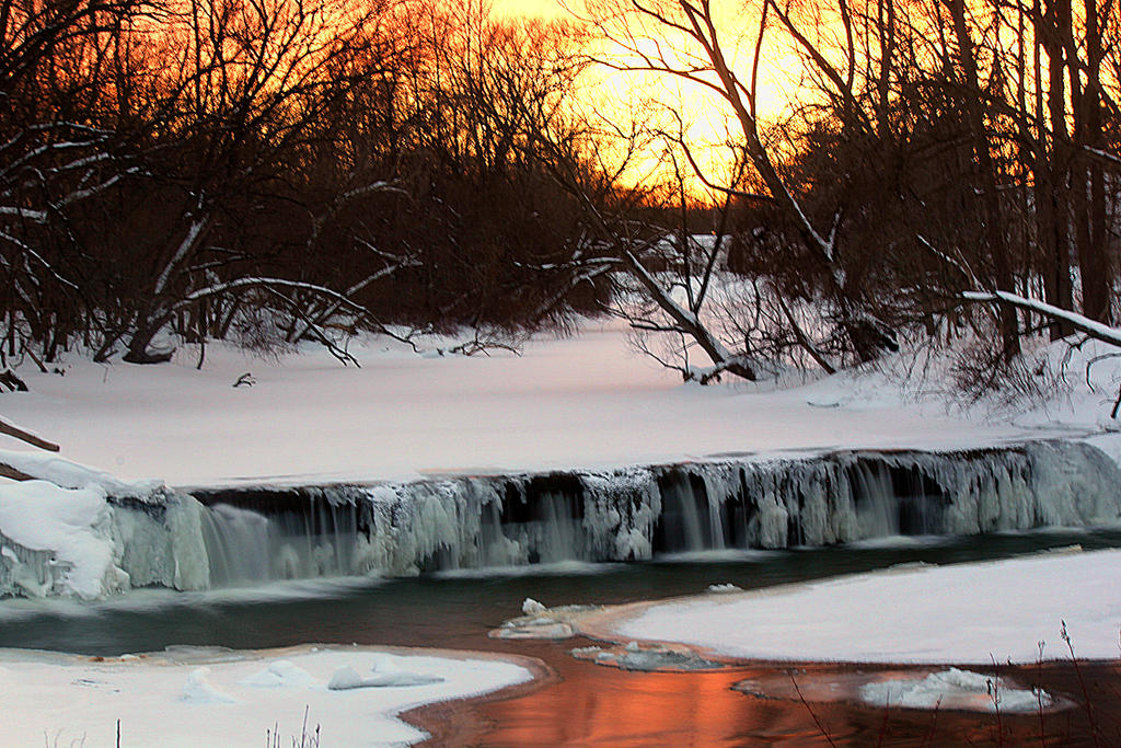Icy Falls at Dusk.