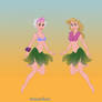 Daisy and Melissa Duck as hula dancers