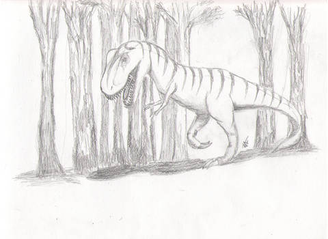 T Rex in the woods