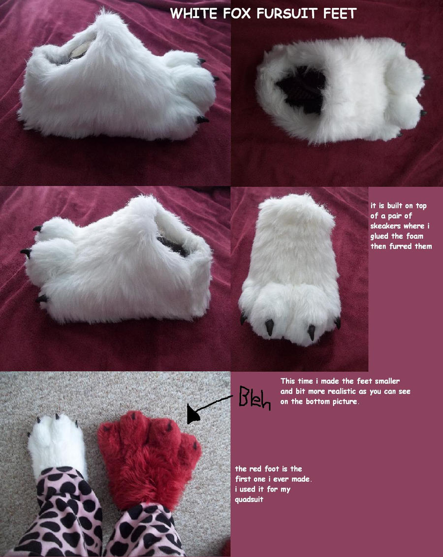 white fox fursuit feet paws