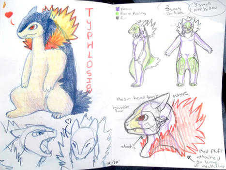 typhlosion fursuit concept sketches