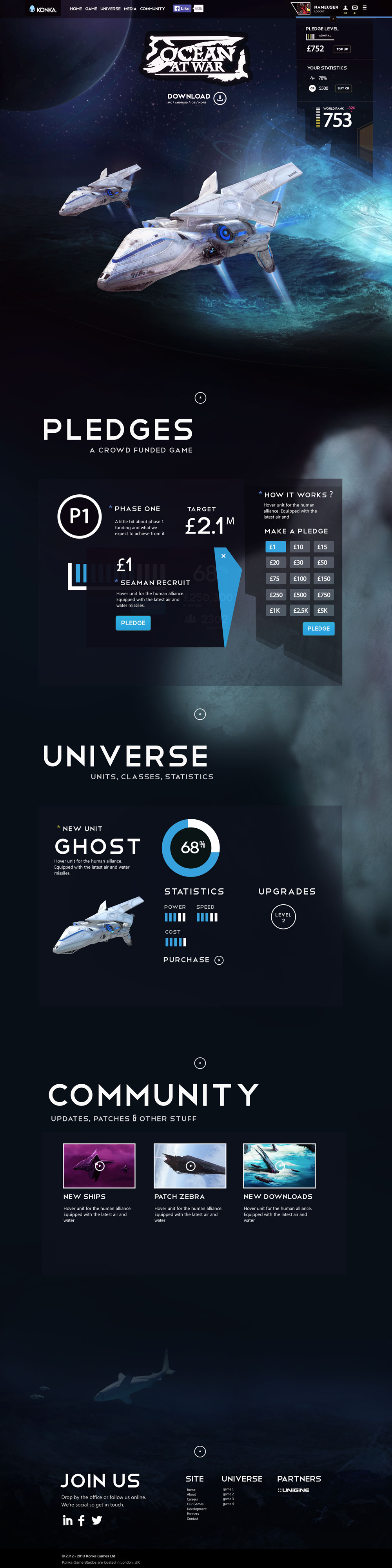 Game UI Web Design - WIP