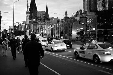 Melbourne city at dusk