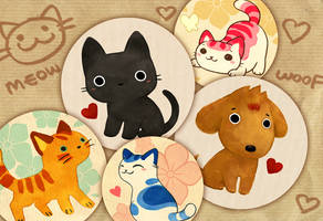 cats and dog badges