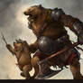 ursine warrior and cub