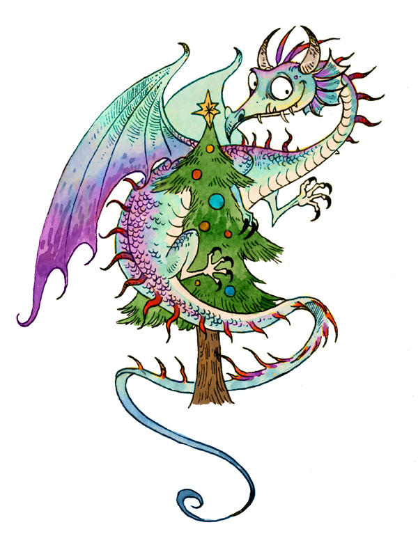 Рисунок нового года дракона. Новогодний дракон. Новогодние дракончики. Дракон на елку. Рождественский дракон.