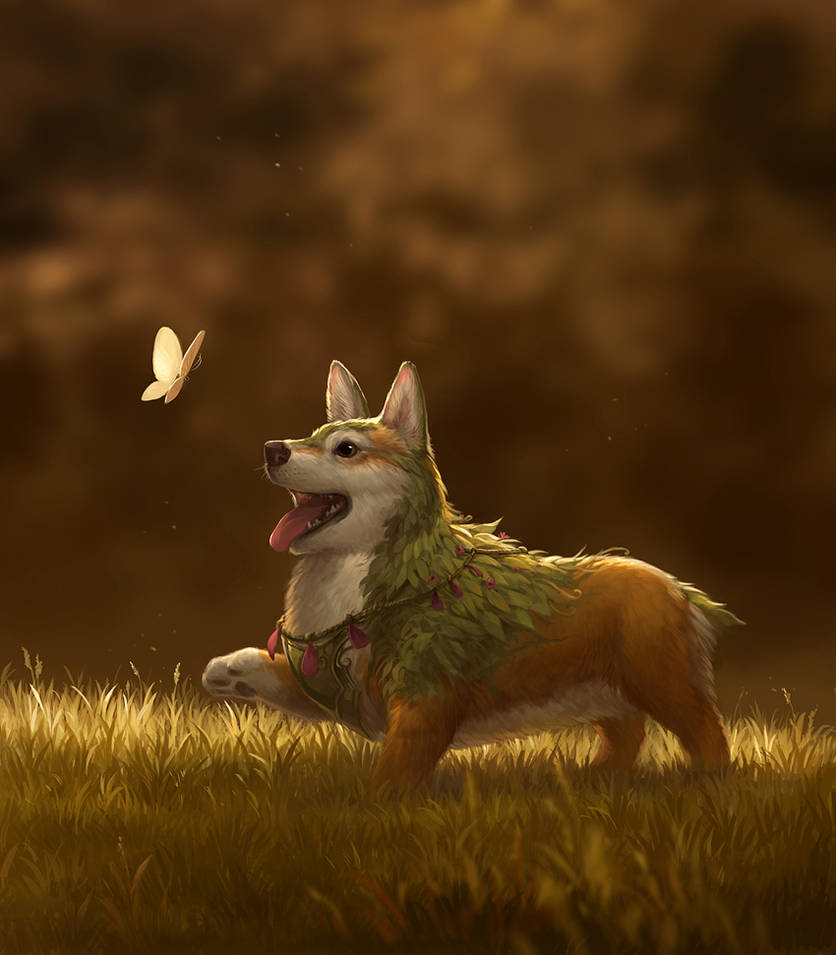 Flower Corgi by sandara