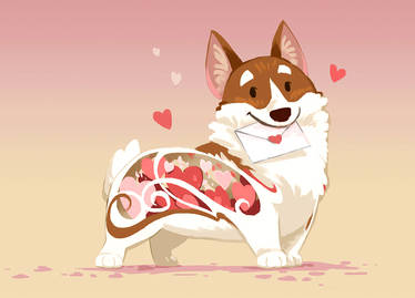 Happy Valentine's day corgi