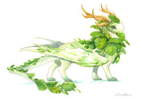 watercolor dragon 1 - the cute cabbage baby by sandara