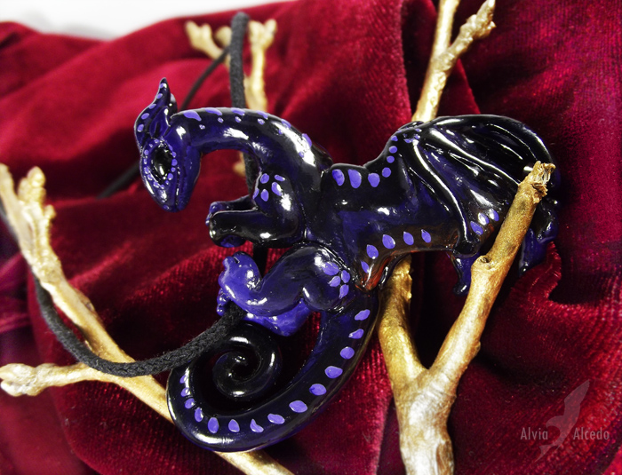 Black moon dragon necklace