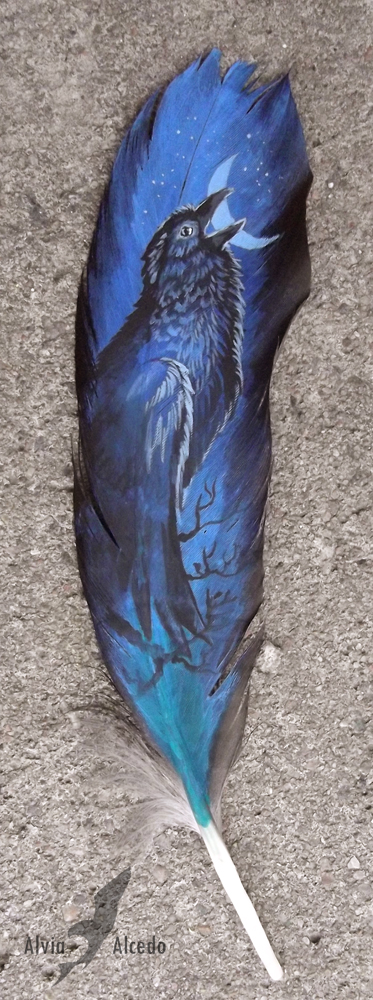 Raven on raven feather