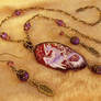 Stone painting - sakura dragon necklace set