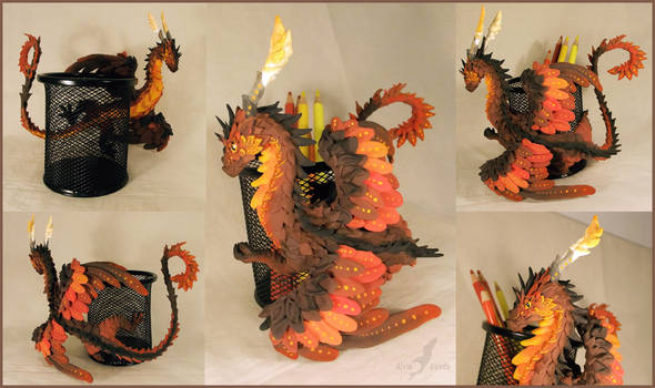 Dark  flame dragon - pencil holder