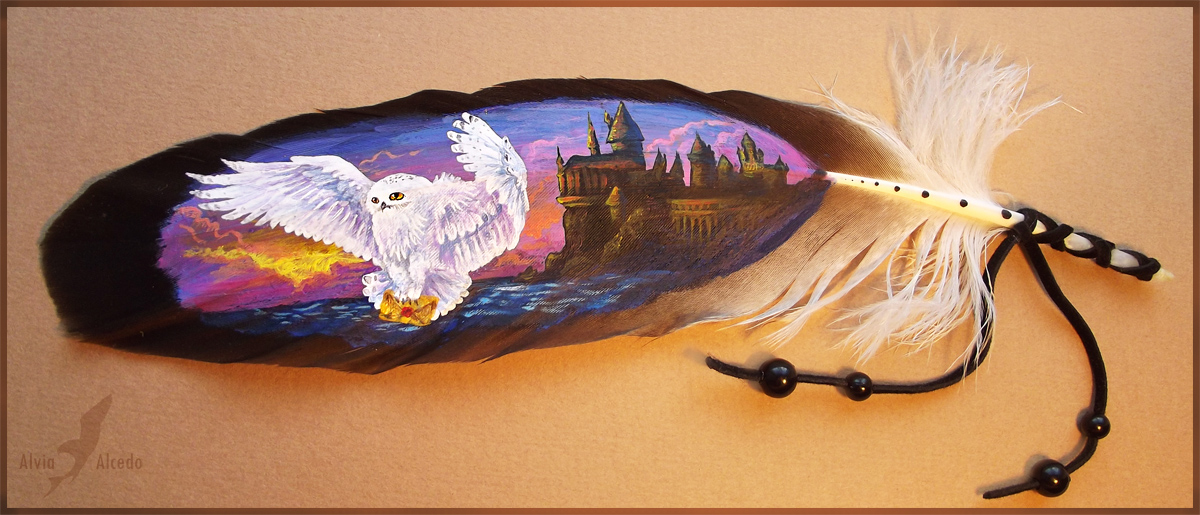 Feather painting - A letter from Hogwarts