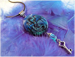 Night ocean dragon gatekeeper - stone painting