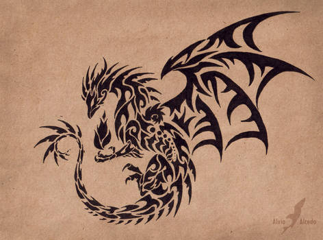 Dark flame master - dragon - tattoo design