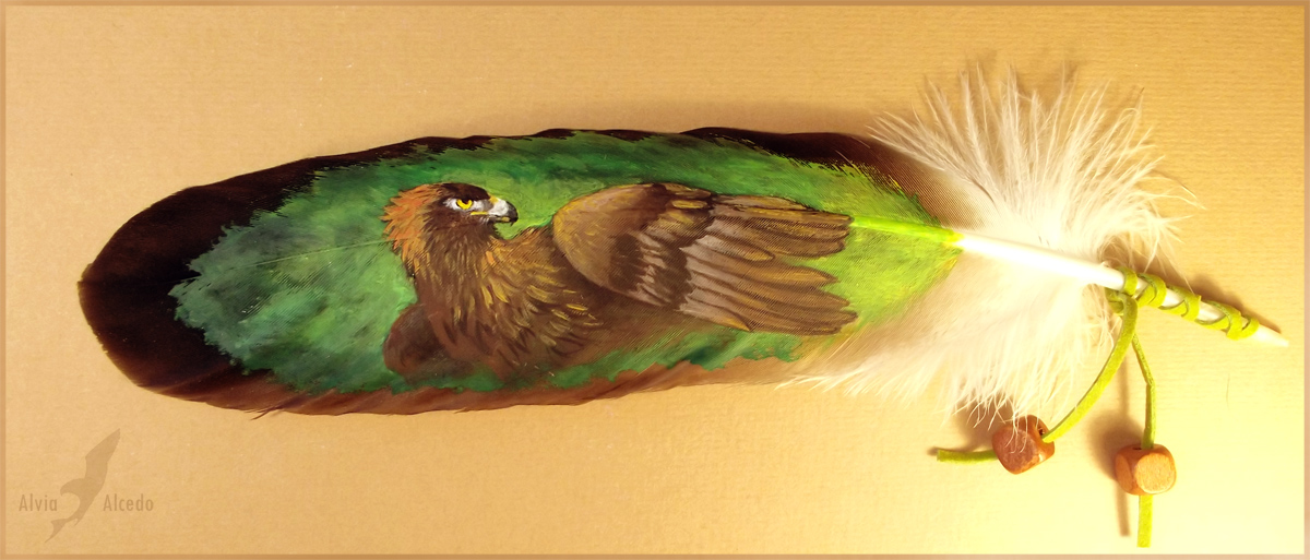 Eagle on eagle feather - feather painting