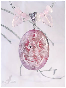 Hatchling lunar  dragon - stone painting necklace