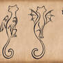 Winged cats trio - tattoo design