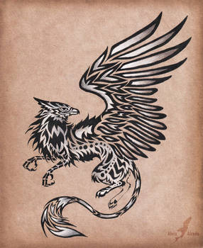 Silver gryphon - tattoo design