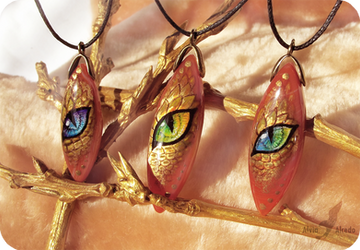 Golden dragon eyes - stone painting necklaces