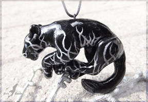 Big black cat - necklace