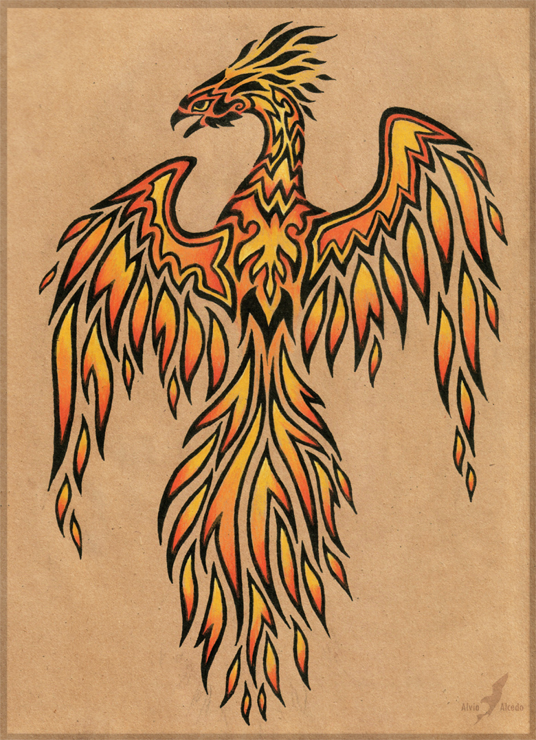 Flame phoenix - tattoo design