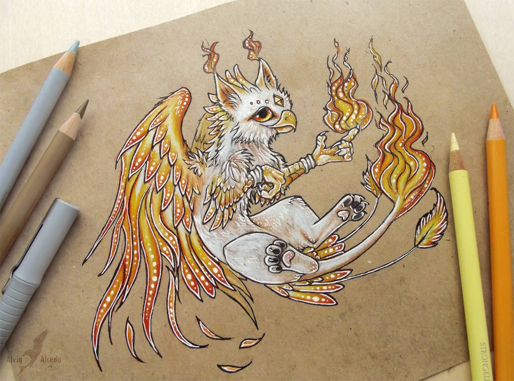 Little gryphon of Fire by AlviaAlcedo